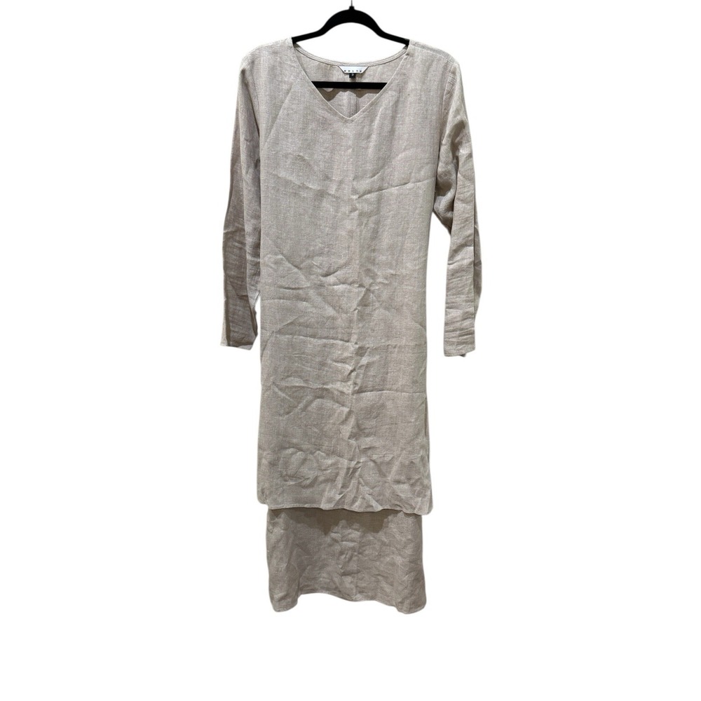 Vintage Holte Linen Dress Lagenlook Beige Apron Long Minimalist Size 2
